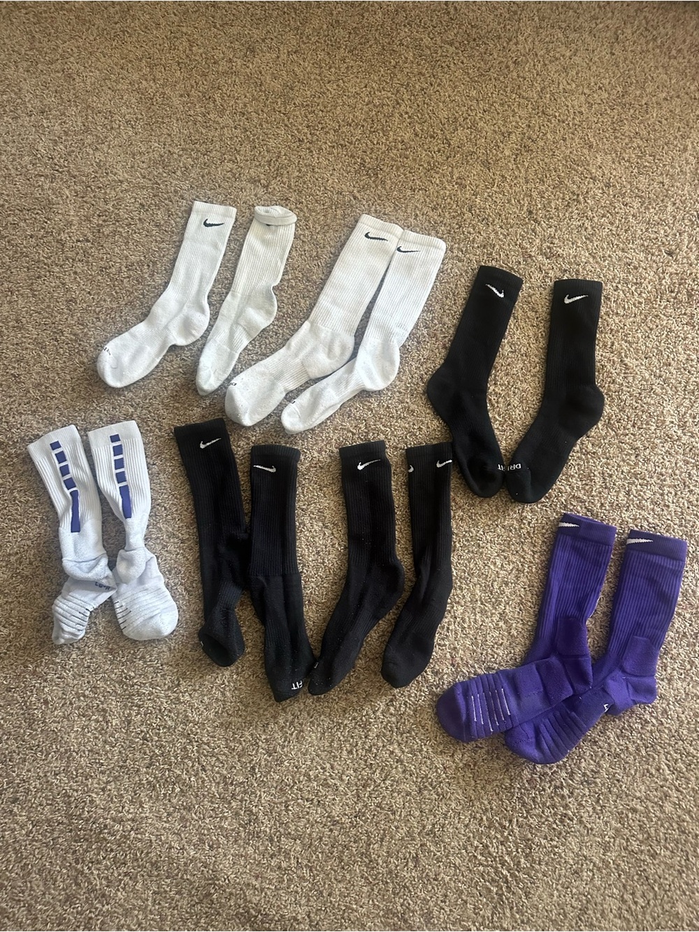 Nike Men's  Athletic Socks - White, Black, Purple